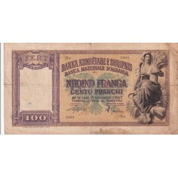 BANCA NAZIONALE D'ALBANIA 100 FRANCHI 1940